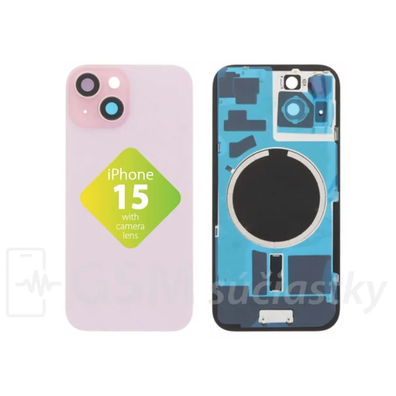 iPhone 15 - Zadné sklo housingu Ružové
