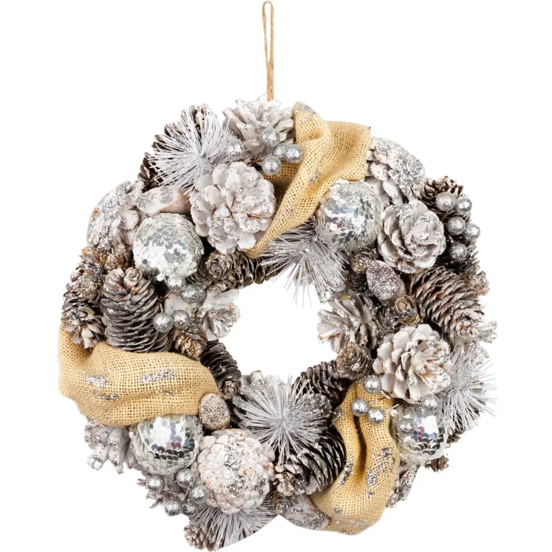 Veniec na dvere MagicHome, prírodný, krémový, závesný, 33x9 cm