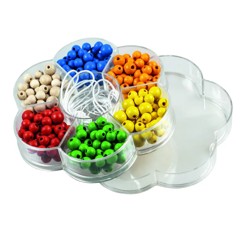 Detoa Drevené perličky v kytičke farebné