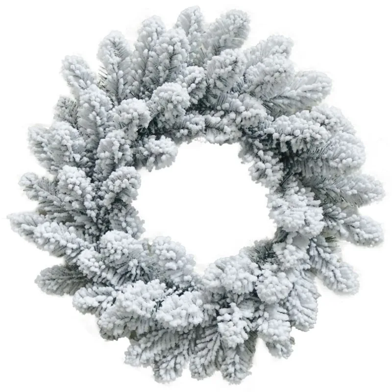 Veniec na dvere MagicHome, prírodný zasnežený, 45 cm