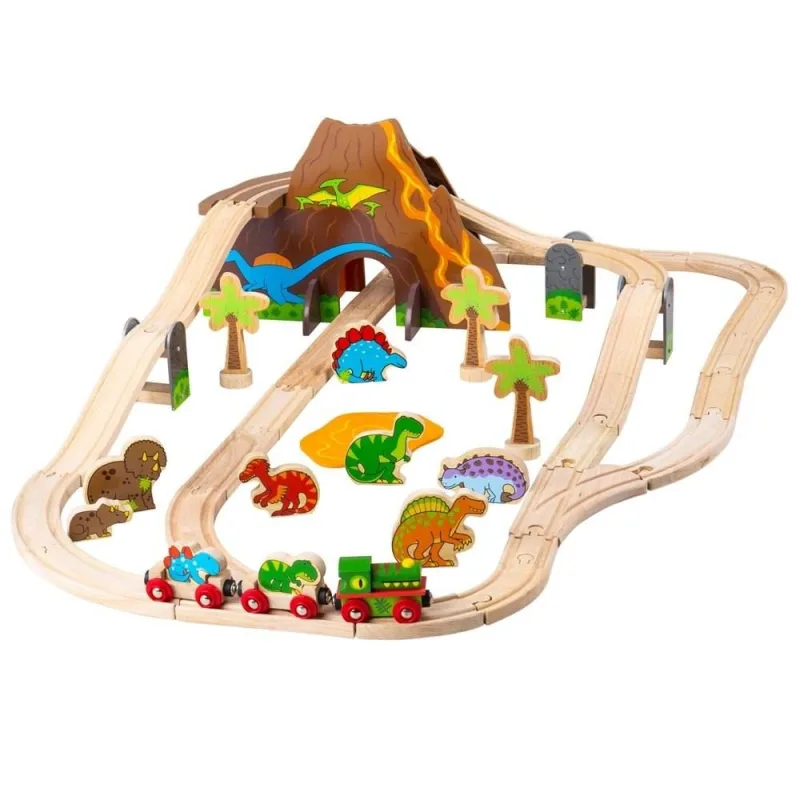 Bigjigs Rail Drevená vláčikodráha Dinosaurus
