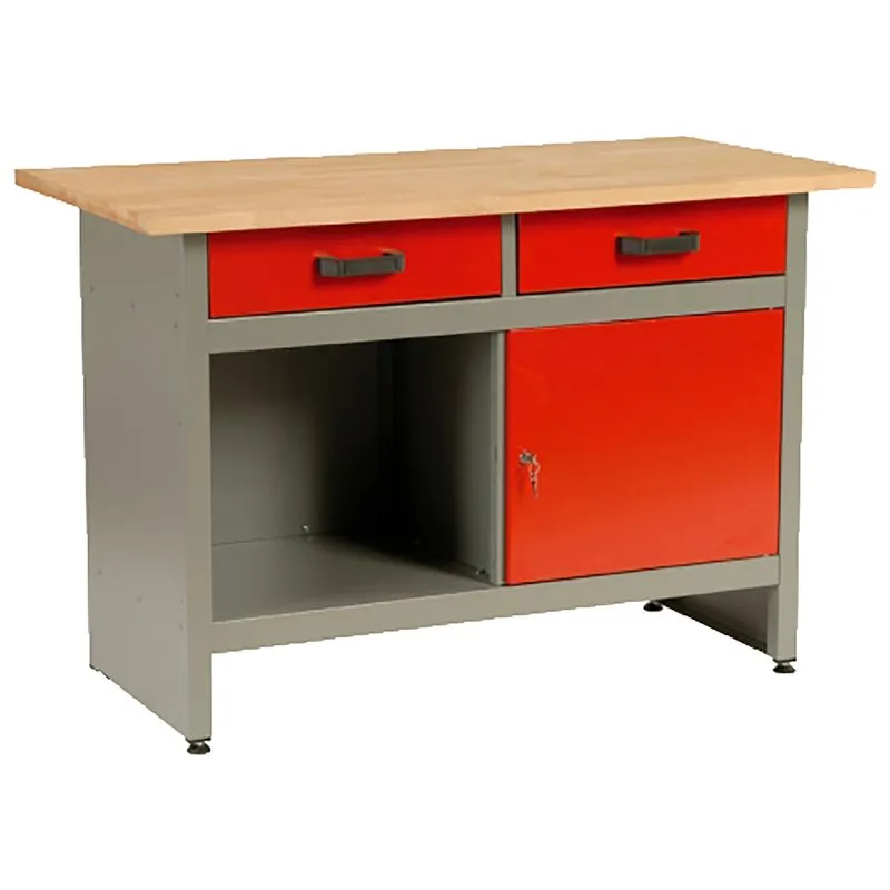 Stôl 1 US, pracovný, oceľový plech, 2 zásuvky, 1215x615x800 mm