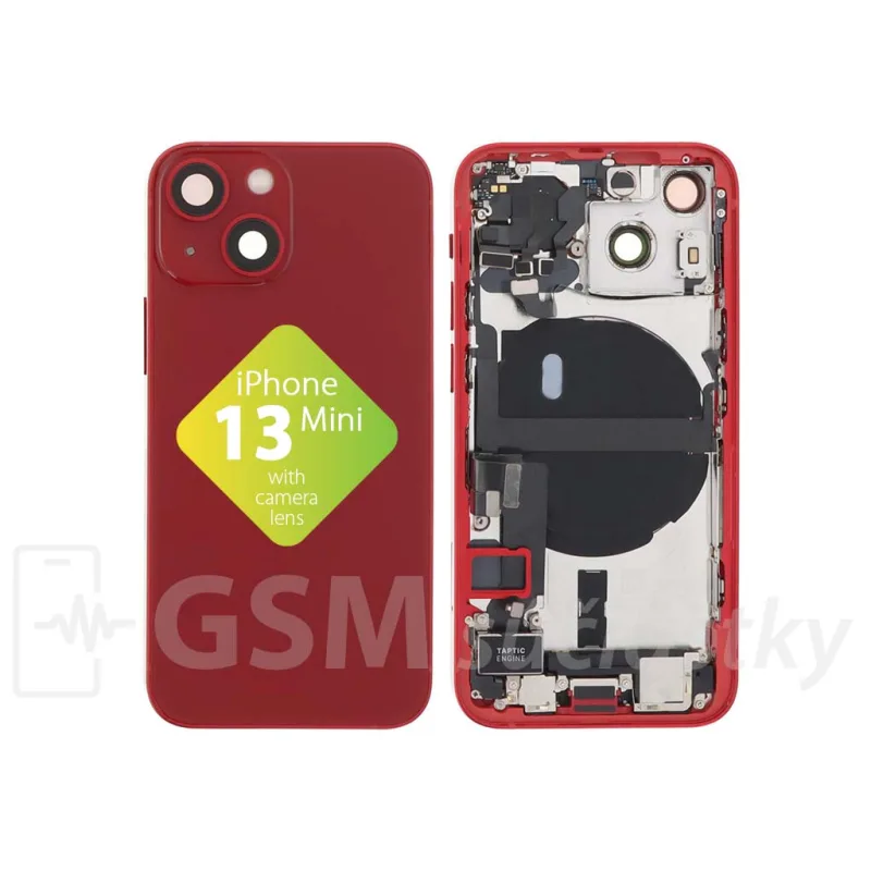 iPhone 13 mini - Zadný Housing s Malými Dielmi - Červený