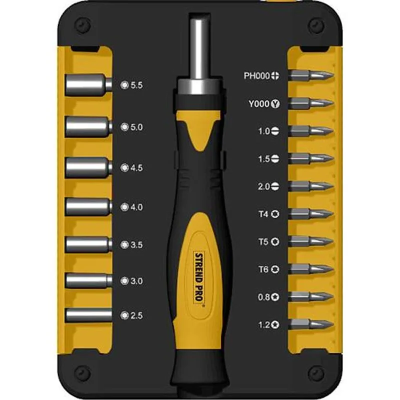 Sada bitov a hlavíc Strend Pro WT536, 18-dielna, so skrutkovačom