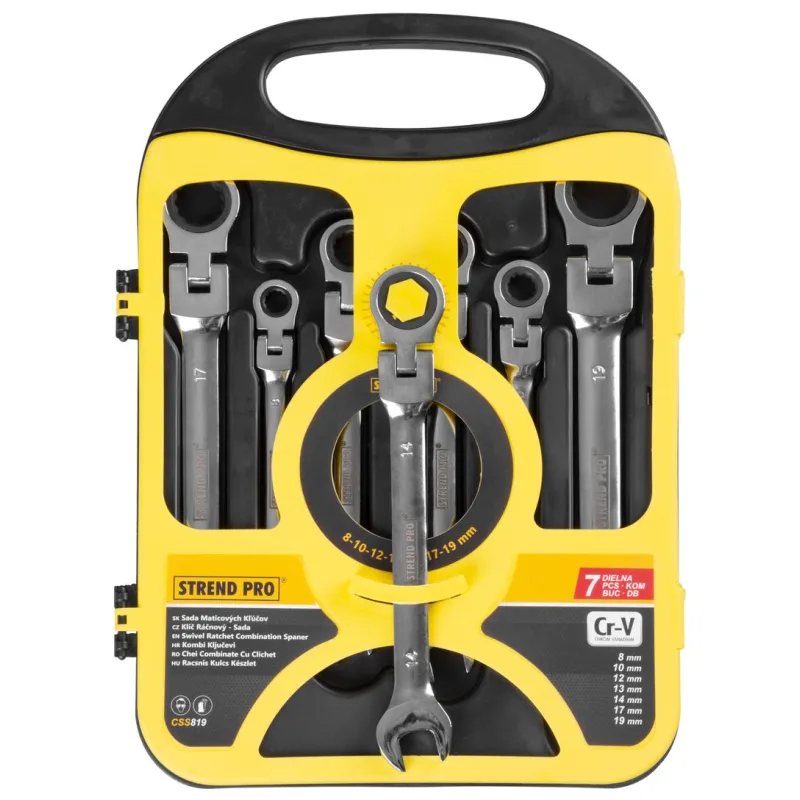 Sada kľúčov Strend Pro CSS819 – 7 dielna, račňové, očkoploché