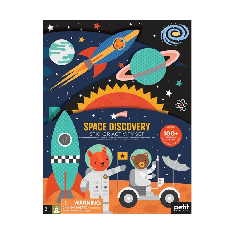 Petitcollage Znovupoužiteľné samolepky so scénou Vesmírny prieskum