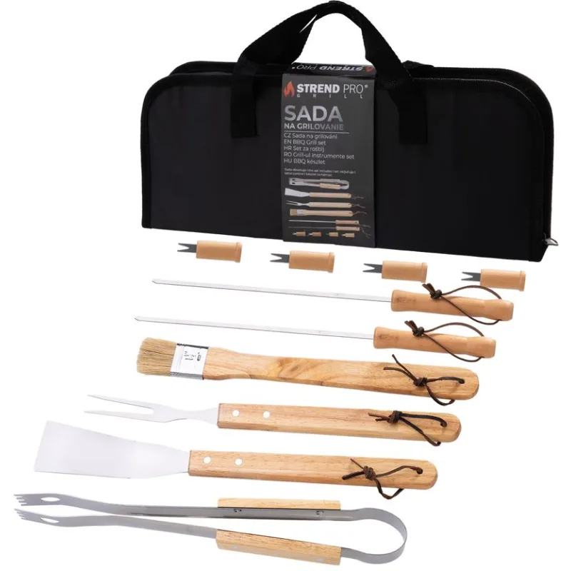 Sada náradia na grilovanie a opekanie 11-dielna, v brašni
