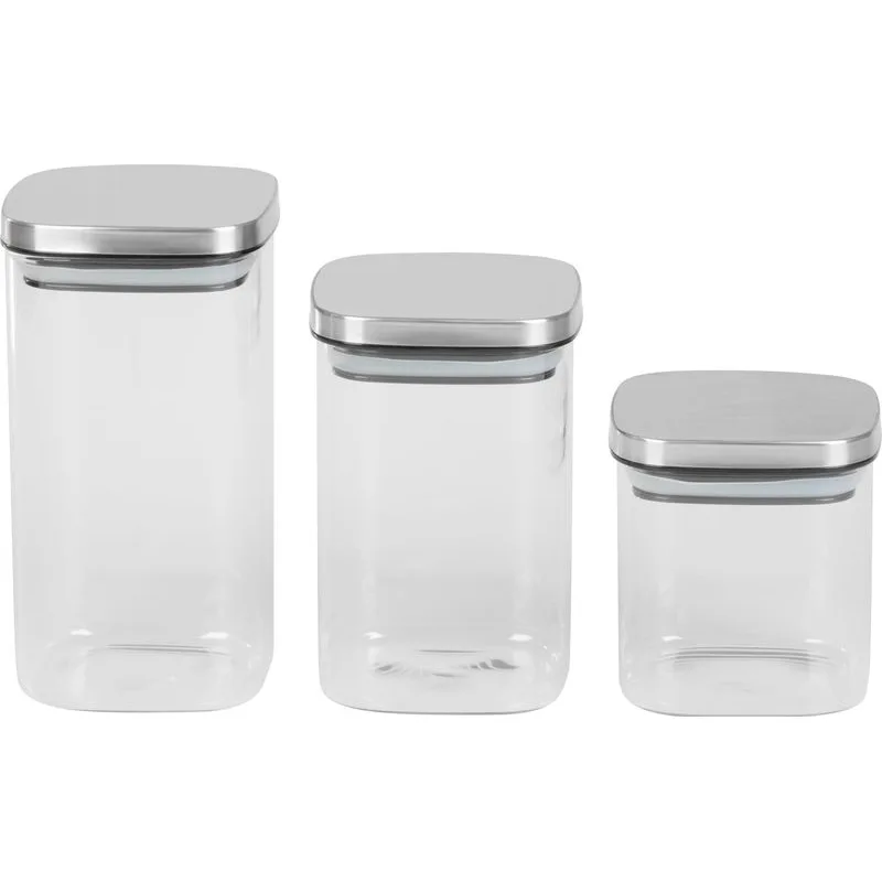 Sada sklenených nádob MagicHome 3 ks s nerezovým uzáverom