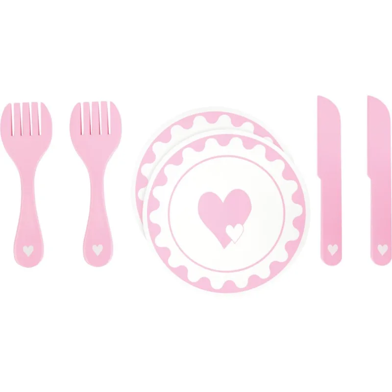 Drevený set riadu srdce