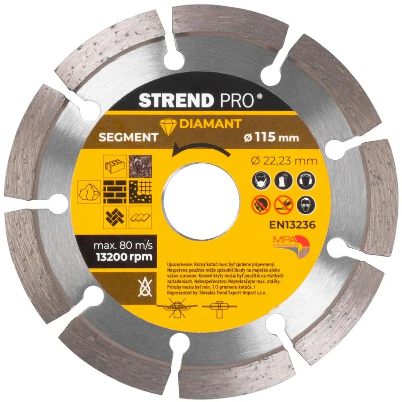 Diamantový kotúč Strend Pro 521A, 115 mm, Segment