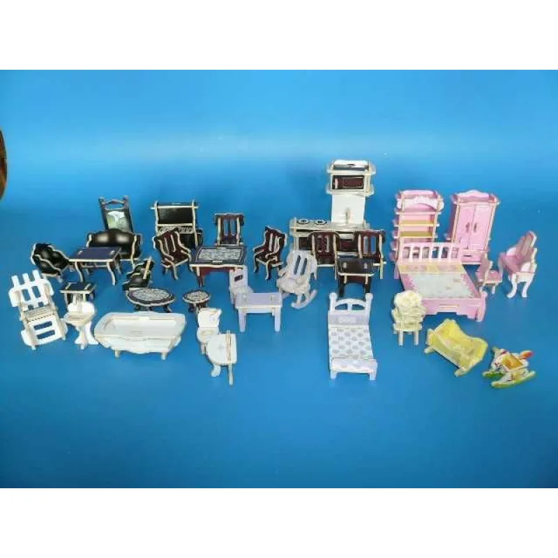 Woodcraft Drevené 3D puzzle farebný nábytok SET PC077