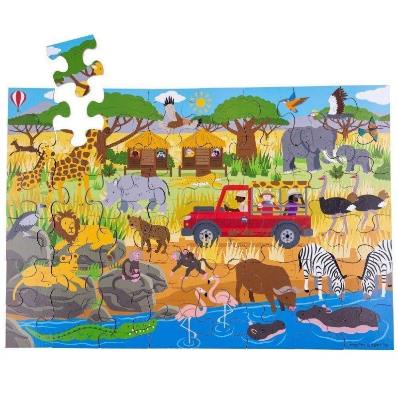 Bigjigs Toys Podlahové puzzle Africké dobrodružstvo 48 ks