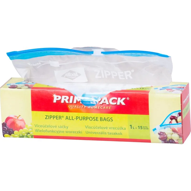 Vrecko Primapack Zipper, 1 l, viacúčelové, 15 ks