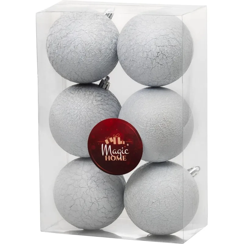 Gule na vianočný stromček, 6 ks, biela, 8 cm