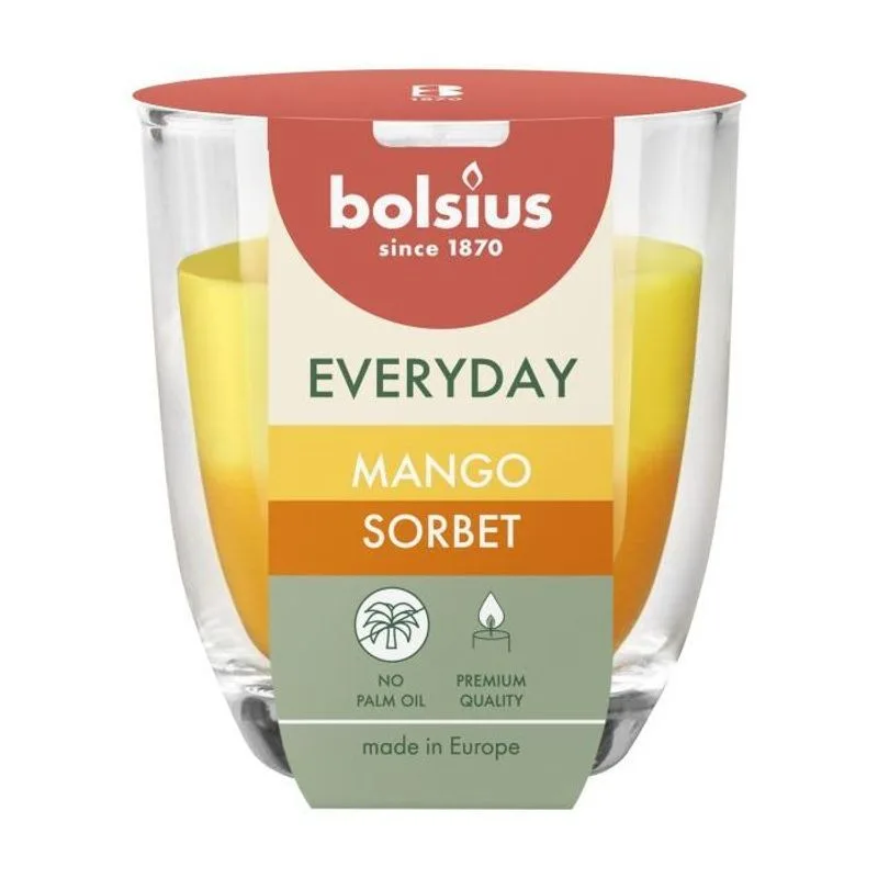 Sviečka v skle Bolsius Everyday, mangový sorbet, 80×70 mm