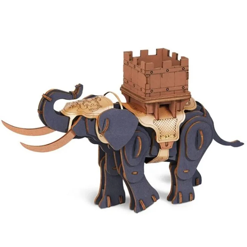 RoboTime Drevené 3D puzzle Bojovný slon