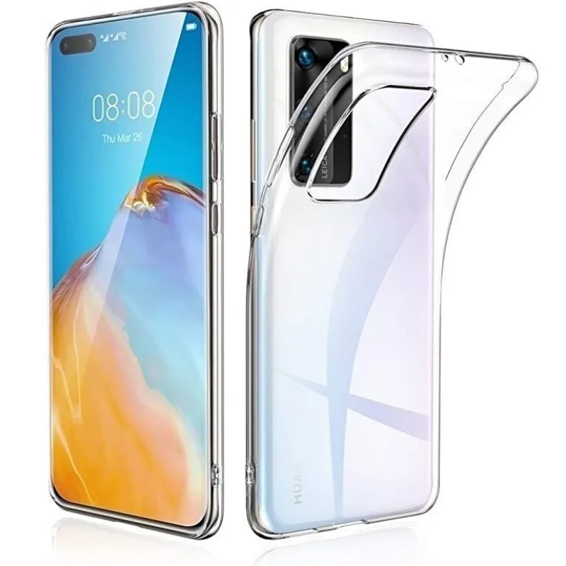 Transparentné Puzdro priesvitné silikónové Huawei P40 Farba: Priesvitné 6803