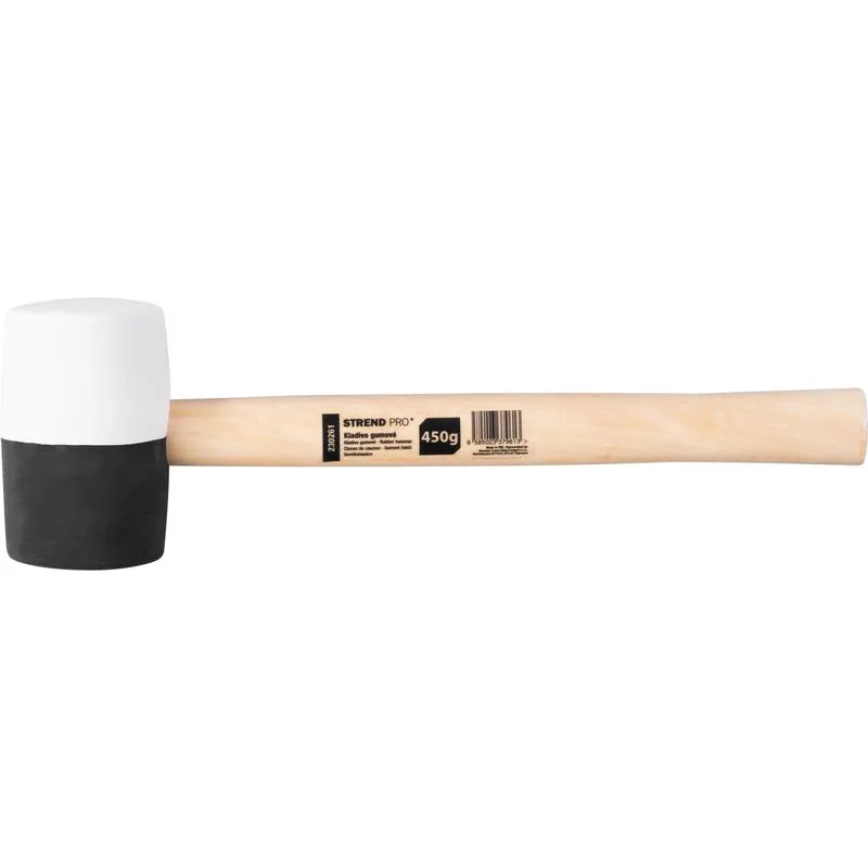 Gumené kladivo BlackWhite, 450 g, drevená rúčka, 300 mm