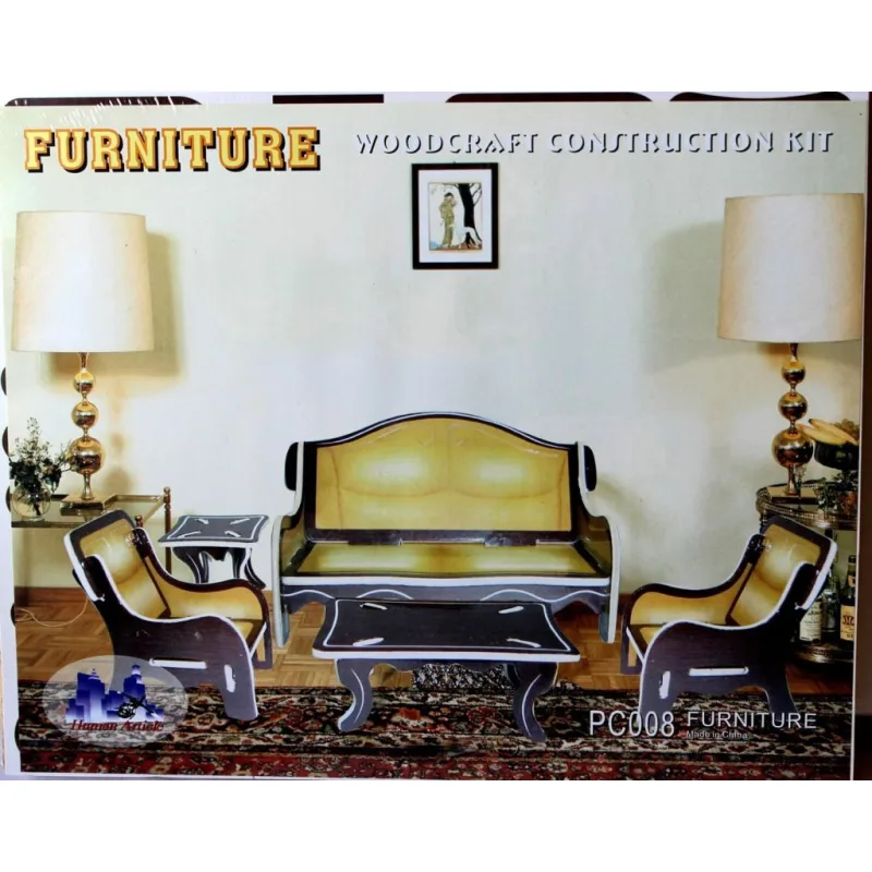 Woodcraft Drevené 3D puzzle Obývačka farebná PC008