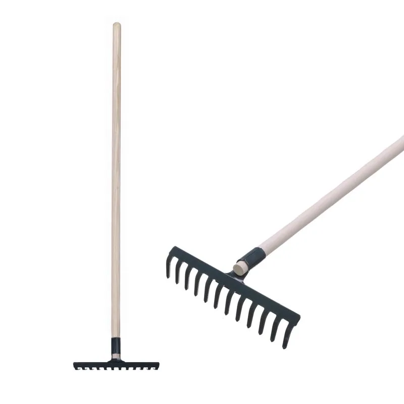 Hrable záhradné 12-zubé, oceľové, s drevenou násadou 160 cm