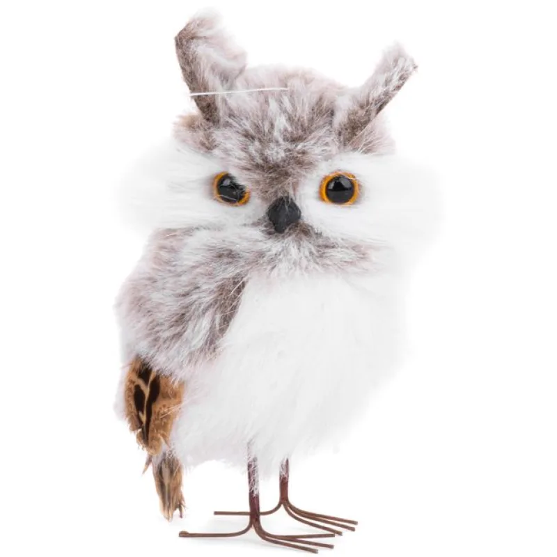 Vianočná dekorácia Sova sivá, 7x6x12,5 cm