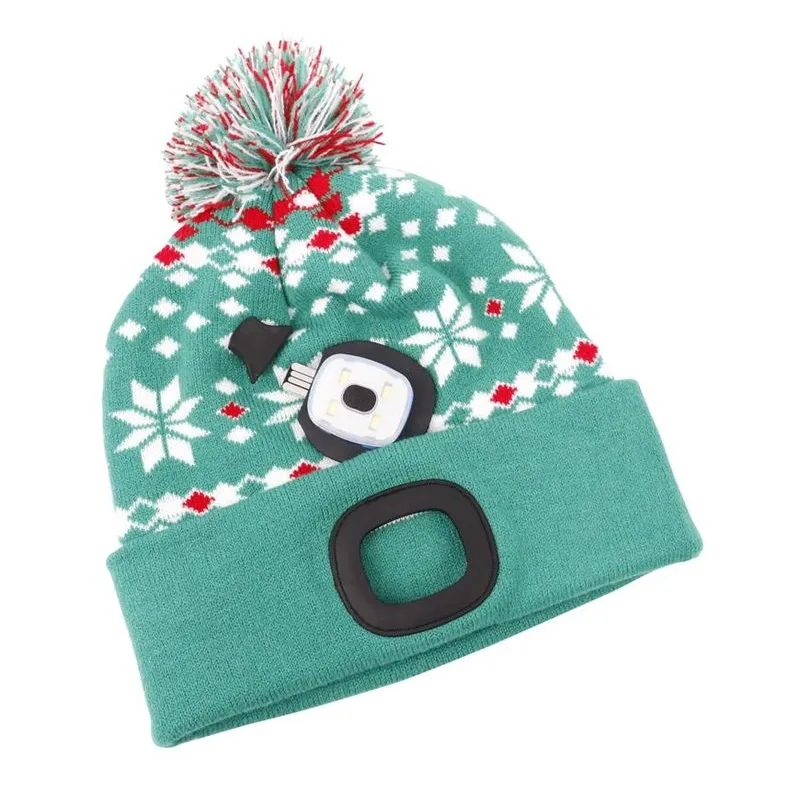 Čiapka s LED svetlom X mas zelená L, 4x SMD LED, 60 lm