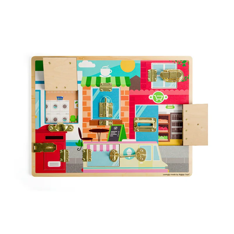 Drevená motorická doska Západky a zámky