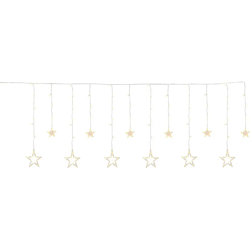 Vianočné osvetlenie reťaz Curtain, 138× LED, teplá biela, s hviezdami, 2,2×0,9 m, exteriér