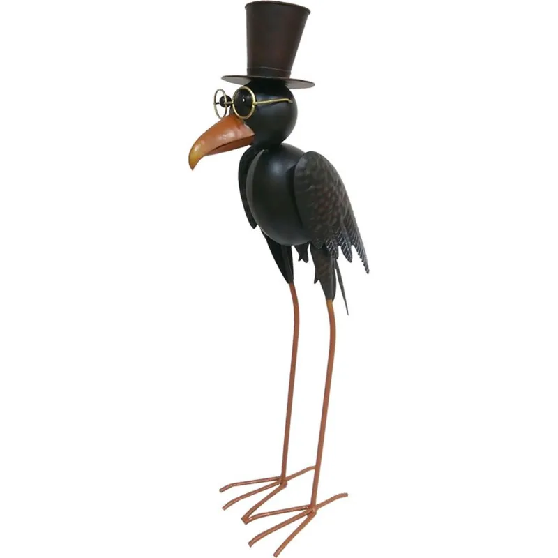 Záhradná dekorácia Mecco Vrana, plechová, 24x16x66,5 cm