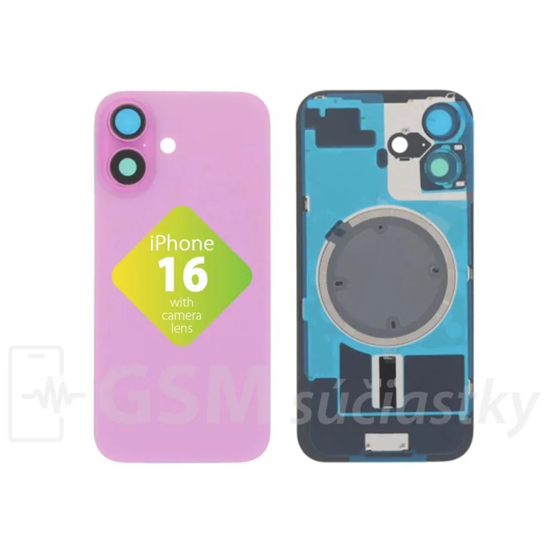 iPhone 16 - Zadné sklo housingu Ružové