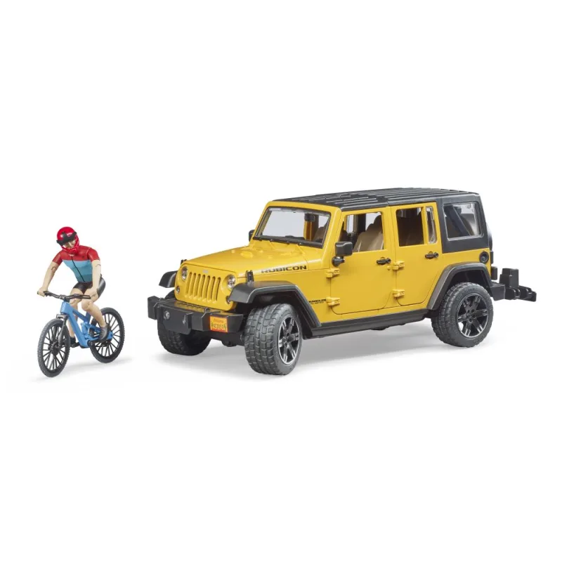 Bruder 2543 Jeep Wrangler Rubicon s bicyklom a cyklistom