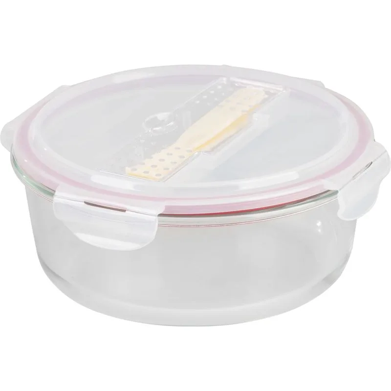 Dóza MagicHome okrúhla 1200 ml, sklenená, s vekom Clip a príborom