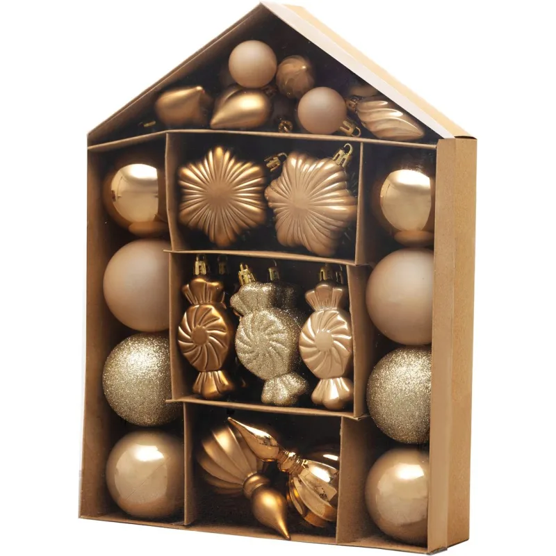 Gule na vianočný stromček, sada, 32 ks, bronzové, mix