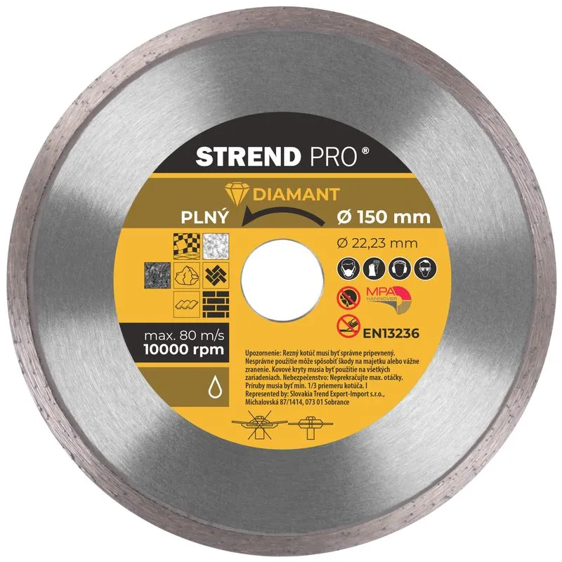 Diamantový kotúč Strend Pro 521B, 150 mm, Plný
