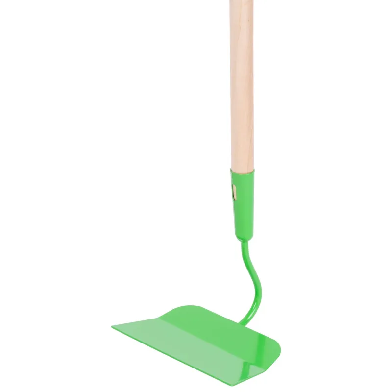 Detská motyčka plochá, zelená, drevená násada, 900 mm