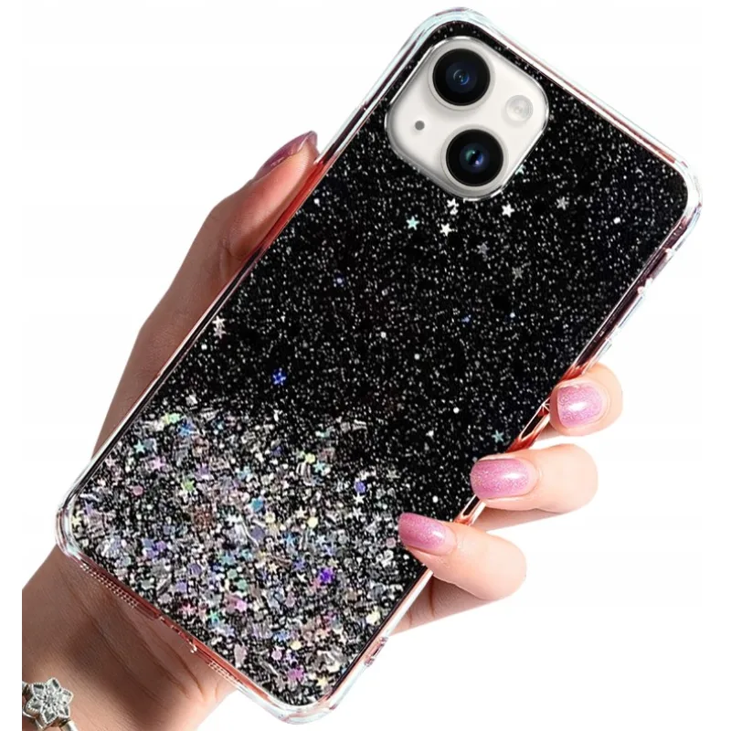 ELEGANCE Puzdro GLITTER na mobil iPhone 14 Farba: Čierna