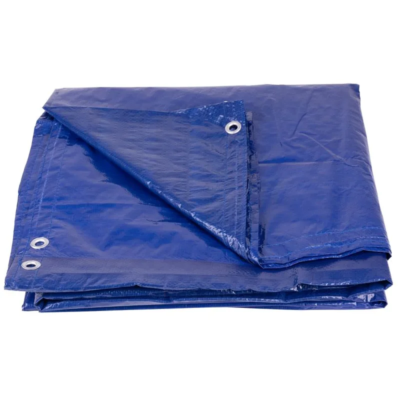 Nepremokavá krycia plachta Tarpaulin Poolco, 4,5 m, 120 g/m², modrá, okrúhla, s okami
