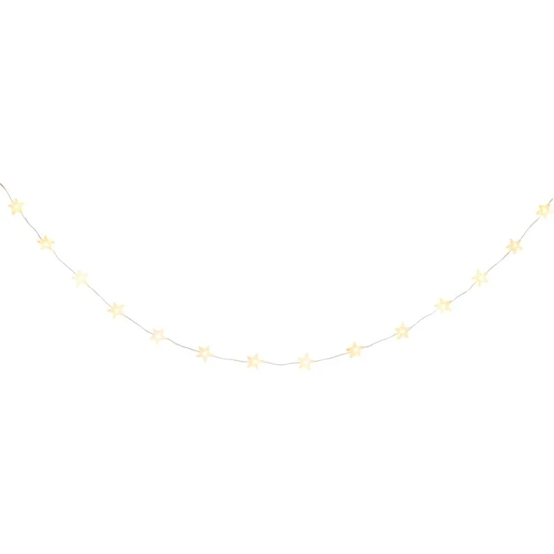 Reťaz MagicHome Vianoce, hviezdy, PVC, 15xLED teplá biela, 1.4 m + 0.3 m, 2xAA
