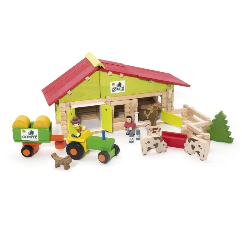 Jeujura Drevená stavebnica Stredná farma 140 ks