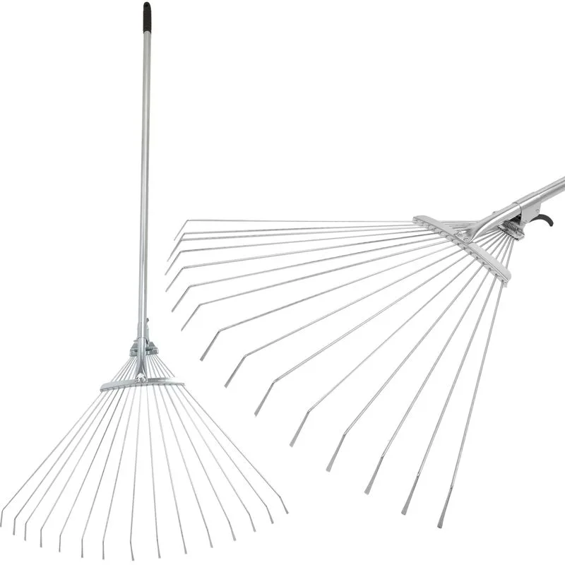 Hrable na lístie 15-zubé, vejárové, kovové, s kovovou násadou