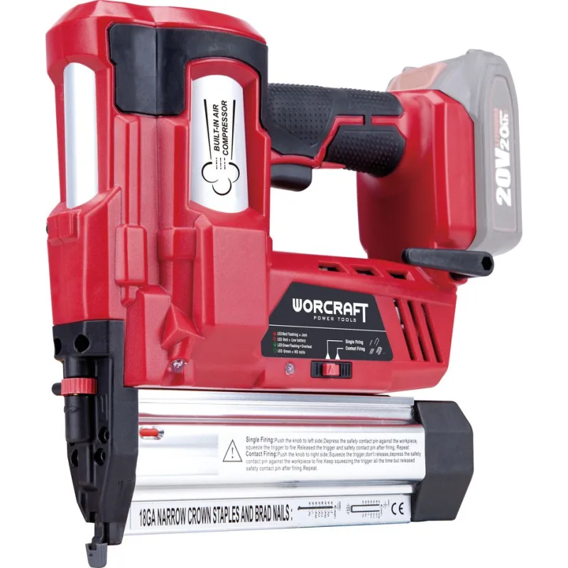 Sponkovačka Worcraft CNS-S20LiH ShareSYS, 20V Li-Ion, s reguláciou, LED sveto, sponky U + klince T