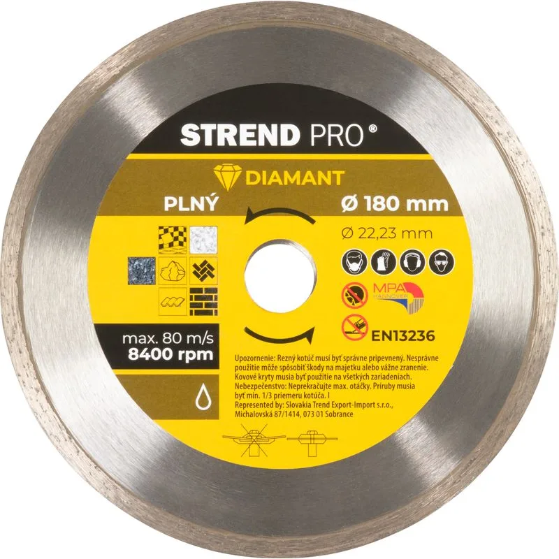 Diamantový kotúč Strend Pro 521B, 180 mm, Plný