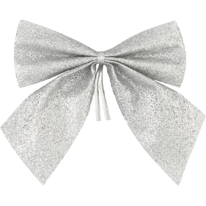 Vianočná dekorácia mašľa, strieborná, bal. 4 ks, 9×9 cm