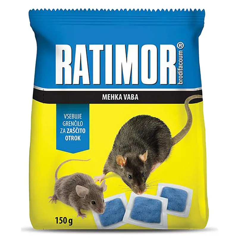 Návnada na myši a potkany RATIMOR Brodifacoum fresh bait – 150 g