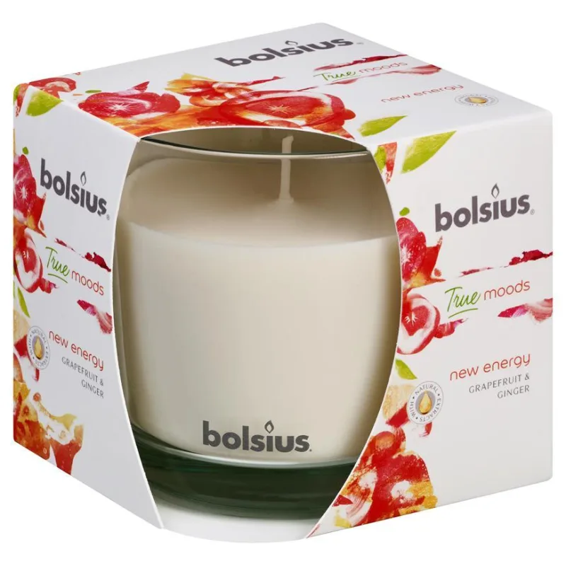 Vonná sviečka Bolsius Jar True Moods 95/95 mm, New Energy (grapefruit a zázvor)