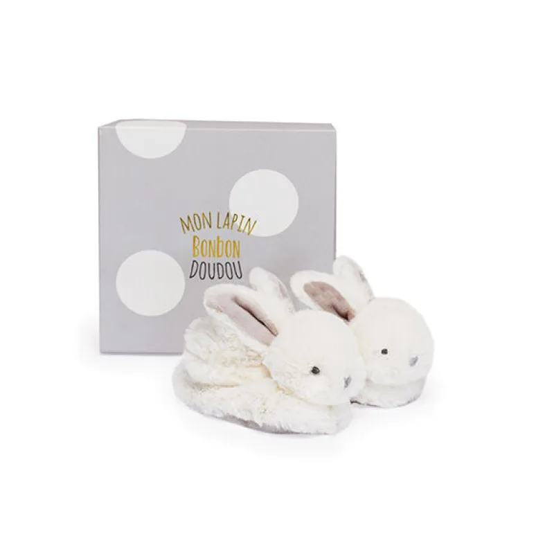 Doudou Darčeková sada - Sada topánočiek s hrkálkami králiček 0-6 mesiacov