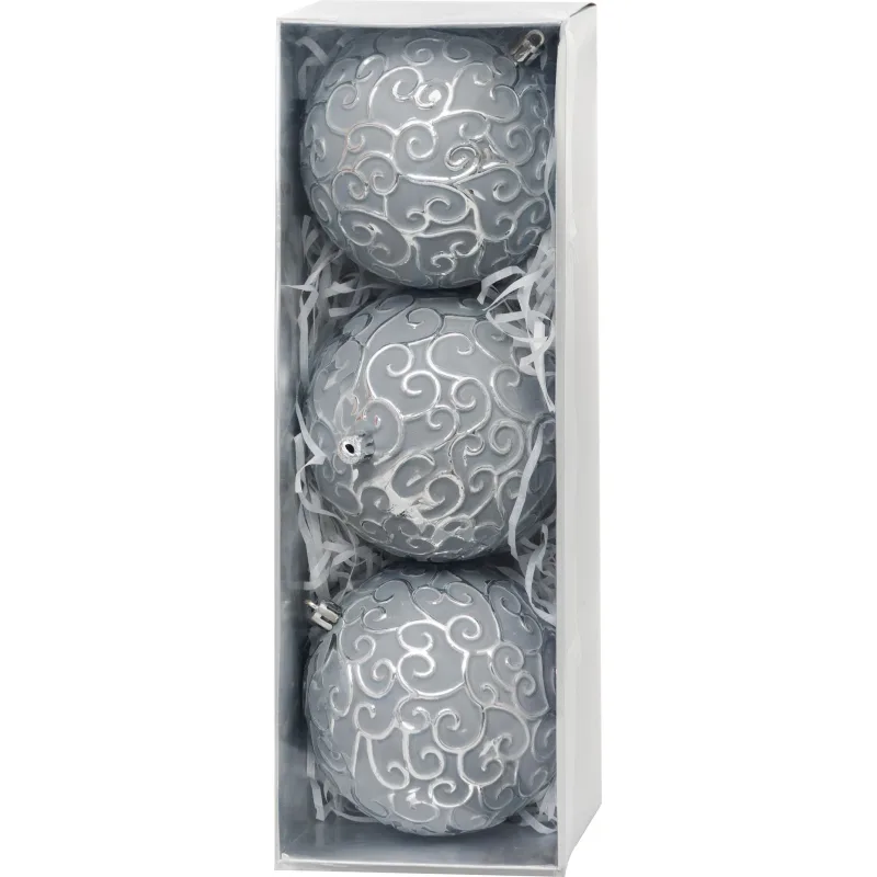 Gule MagicHome Vianoce, sada, 3 ks, strieborná, na vianočný stromček, 10 cm