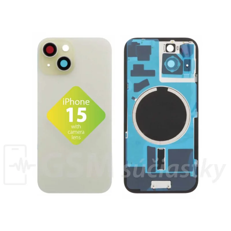 iPhone 15 - Zadné sklo housingu Žlté