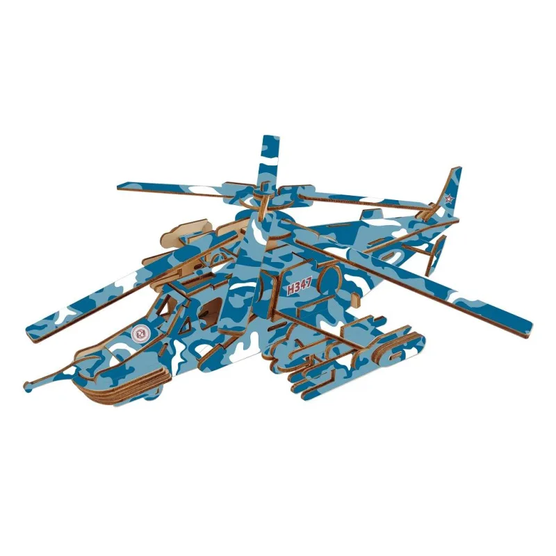 Woodcraft Drevené 3D puzzle Bojový vrtuľník Black shark