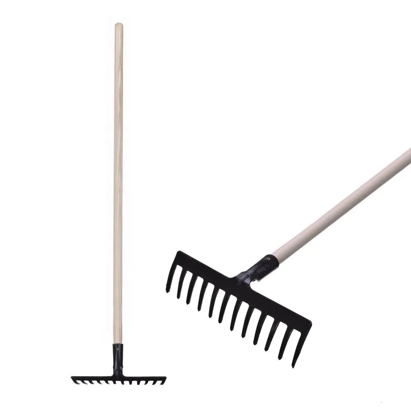 Hrable záhradné R-606, 12-zubé, kované, drevená násada